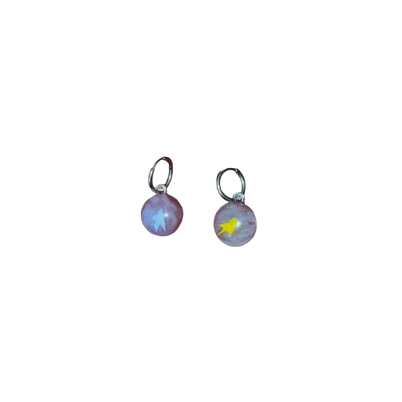 Handmade glass-fused purple star earrings