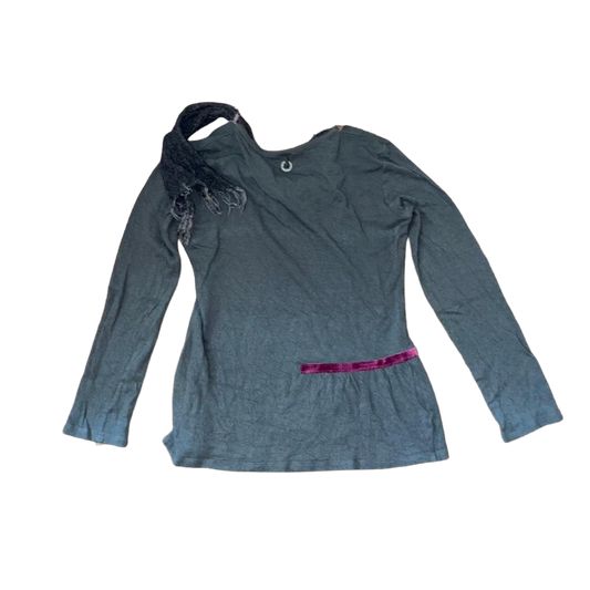 Save the Queen gray graphic avant garde long sleeve