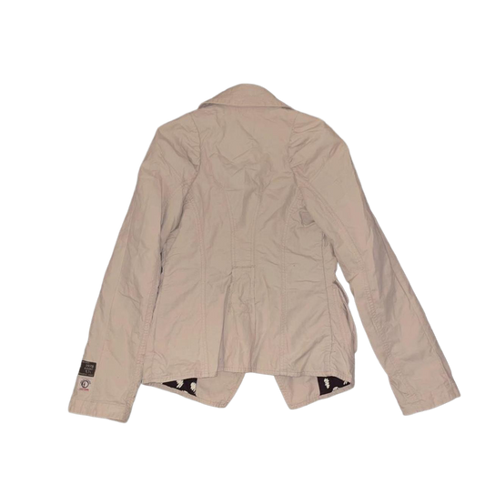 Diesel cream asymmetric zip up utility jacket
