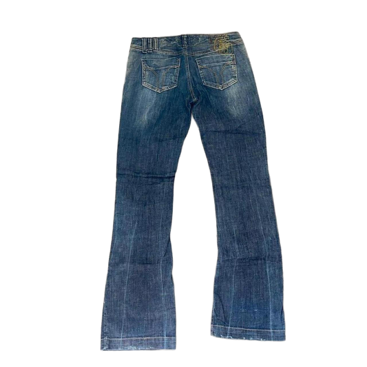 Miss Sixty dark wash faded lowrise bootcut jeans