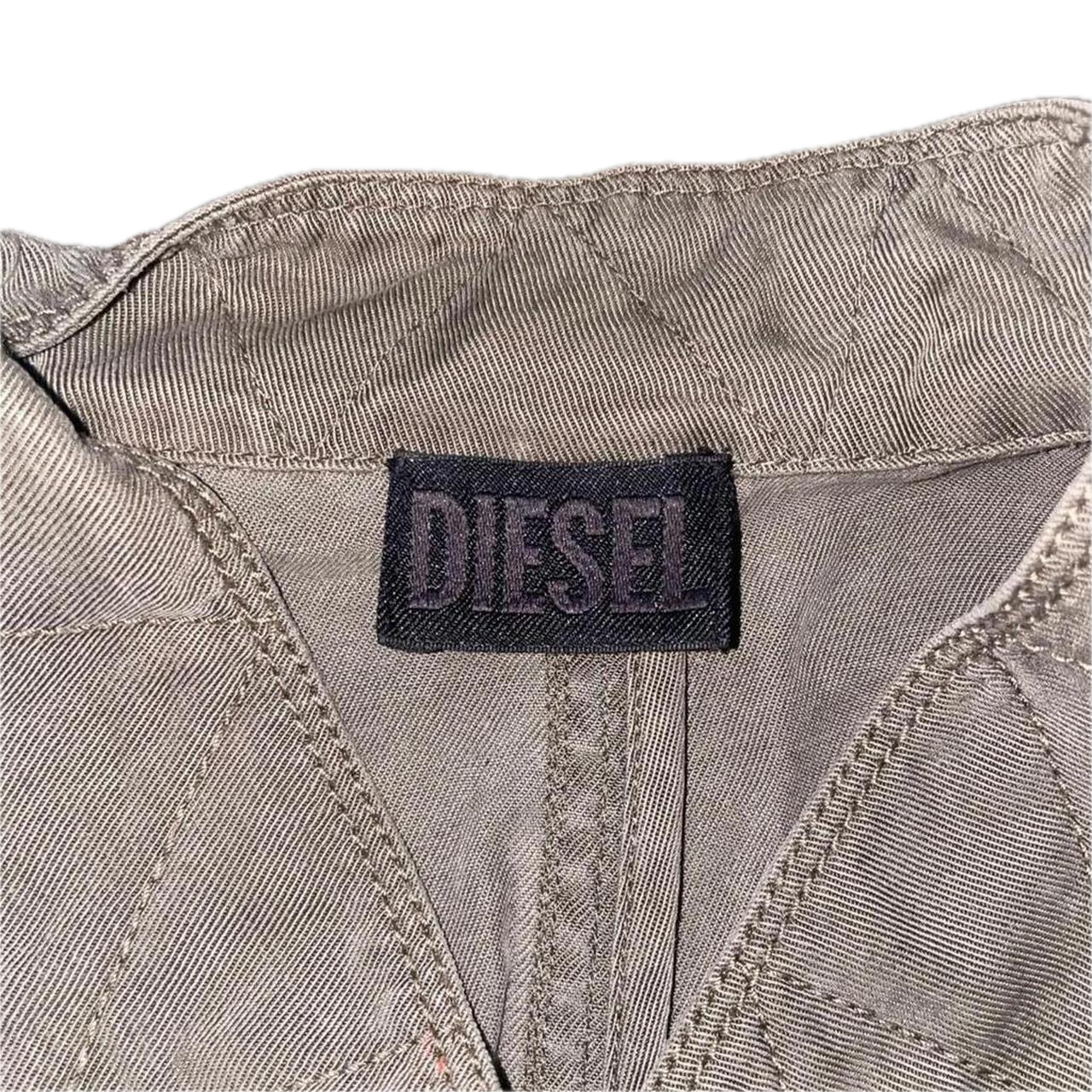 Diesel khaki green asymmetric button up light weight jacket