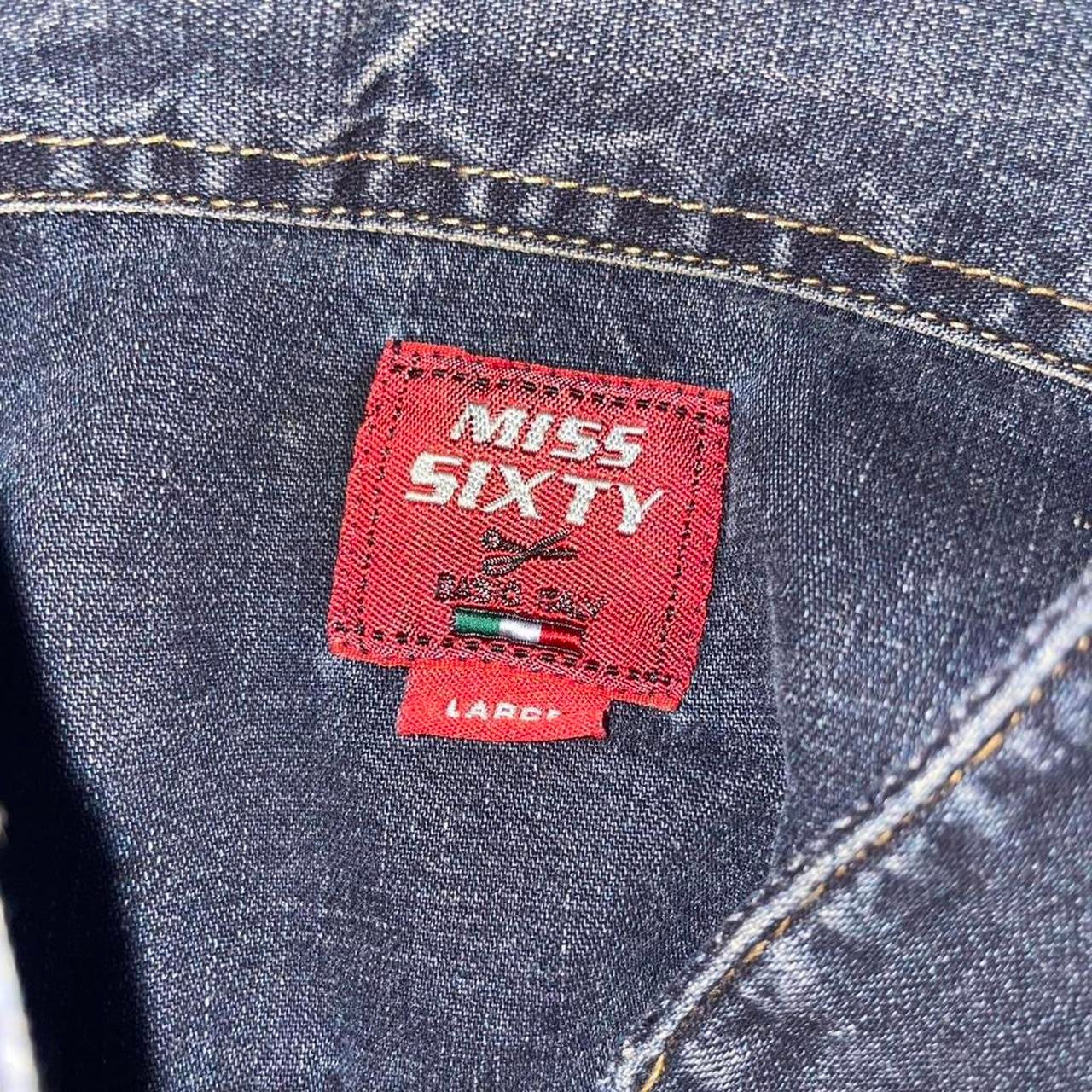 Miss Sixty dark wash ruched denim shirt with buckle details
