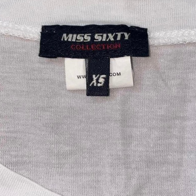 Miss Sixty red stripe rose graphic long top