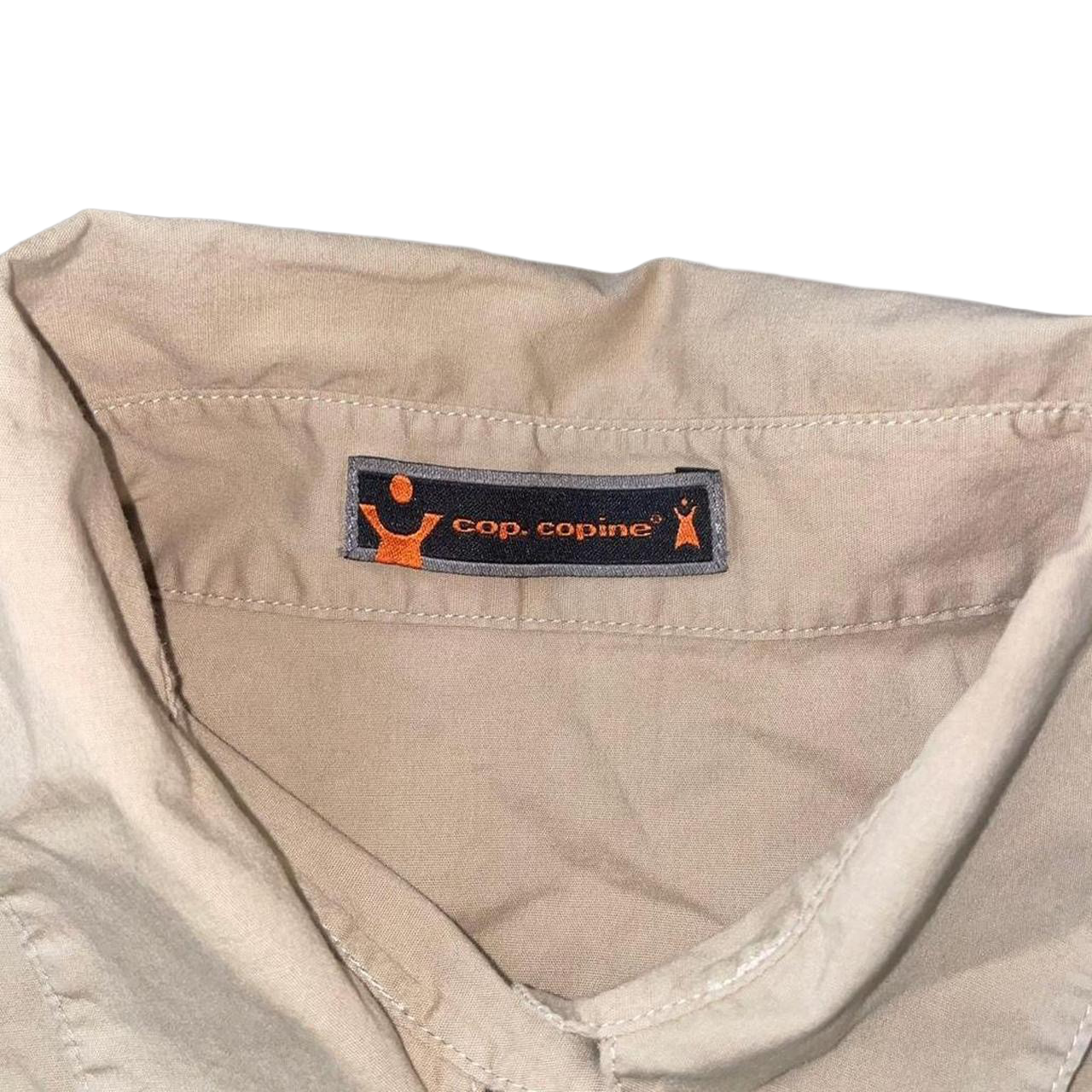 Cop. Copine tan button up fitted long sleeve