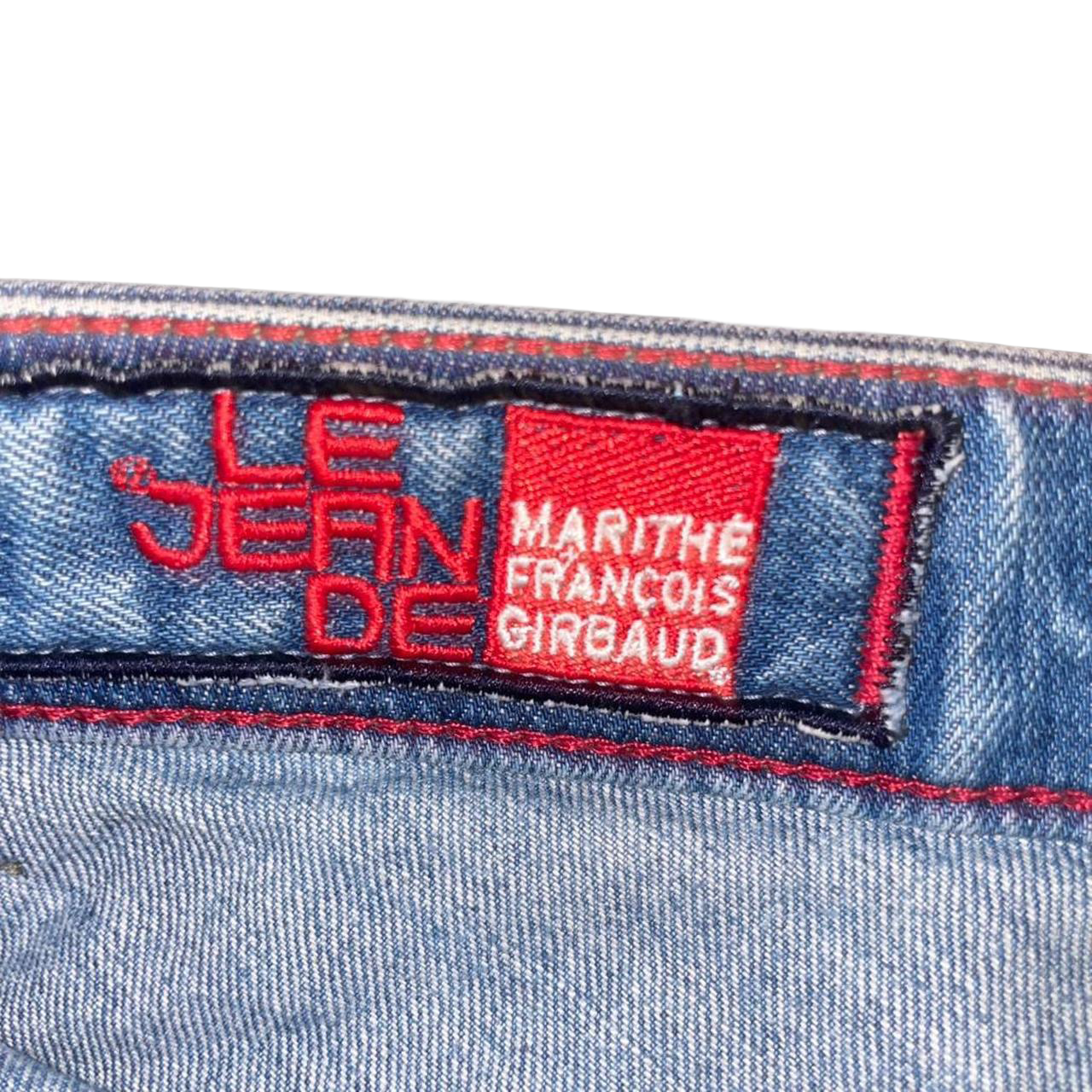Marithe + Francois Girbaud medium wash studded jeans