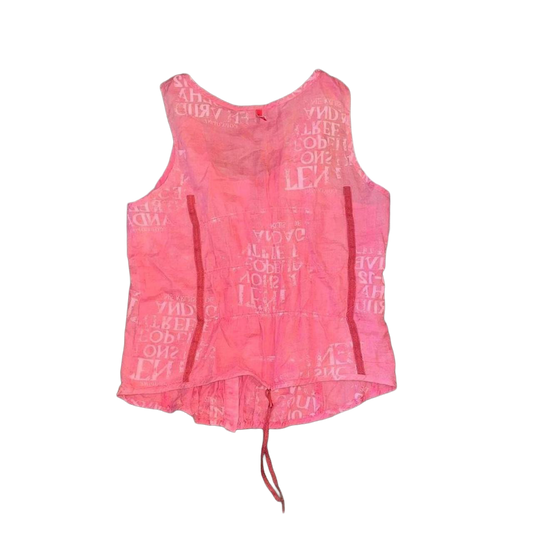 Cop. Copine sheer pink ruched graphic top