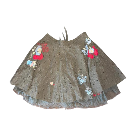 Miss Sixty khaki green floral midi skirt