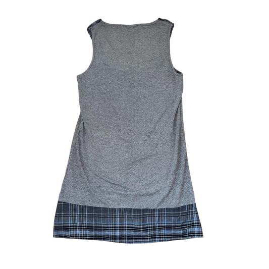 Vintage European gray tunic with plaid trim | mid-2000s