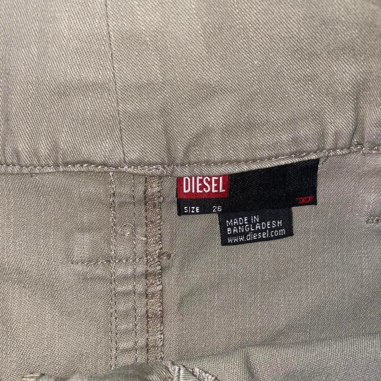Diesel army green utility midi skirt with zipper details