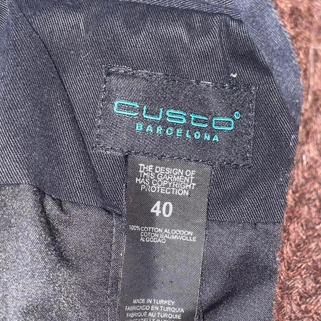 Custo Barcelona black graphic double breasted trench