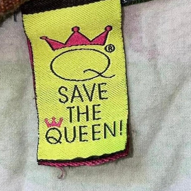 Save The Queen navy graphic mesh top