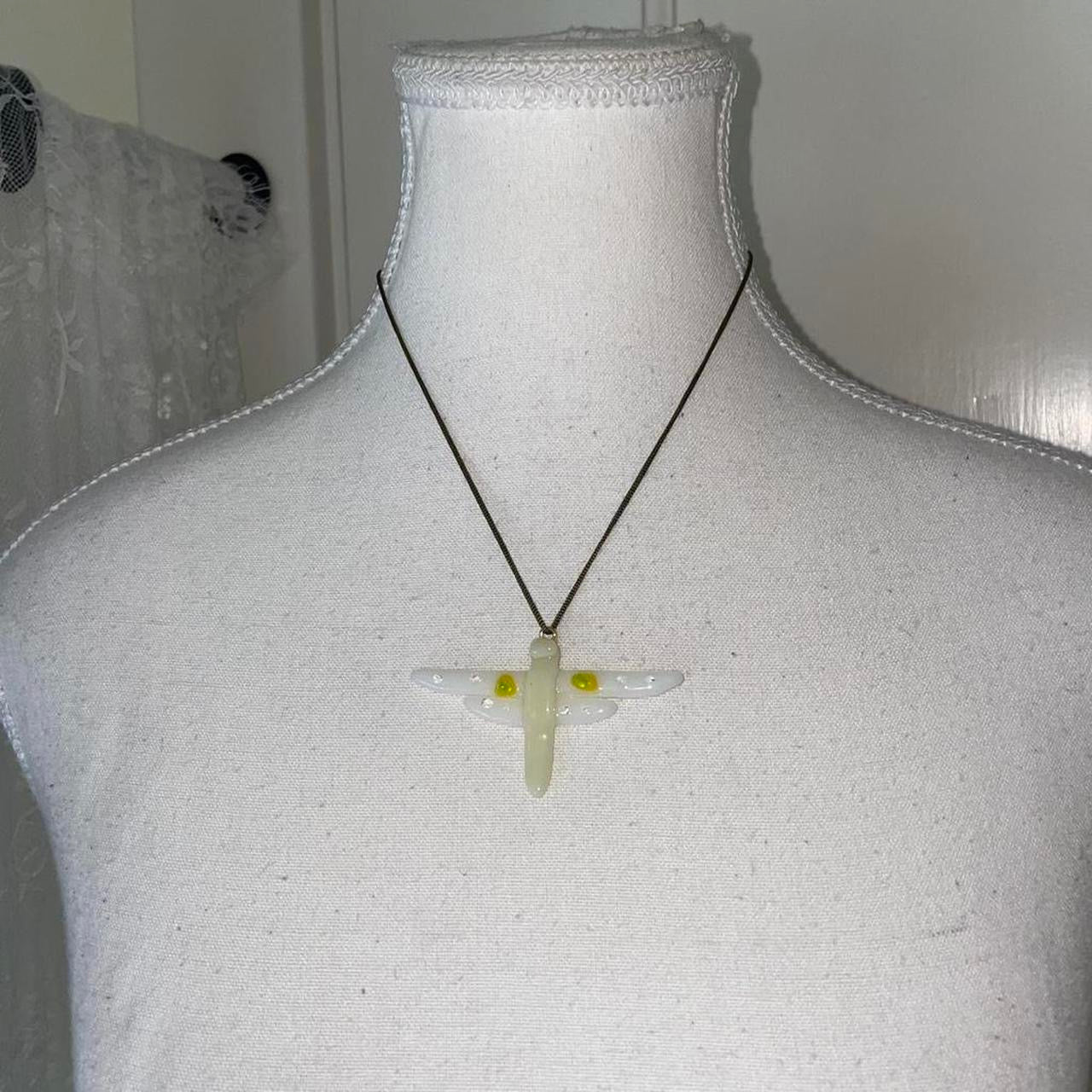 Handmade glass dragonfly pendant necklace