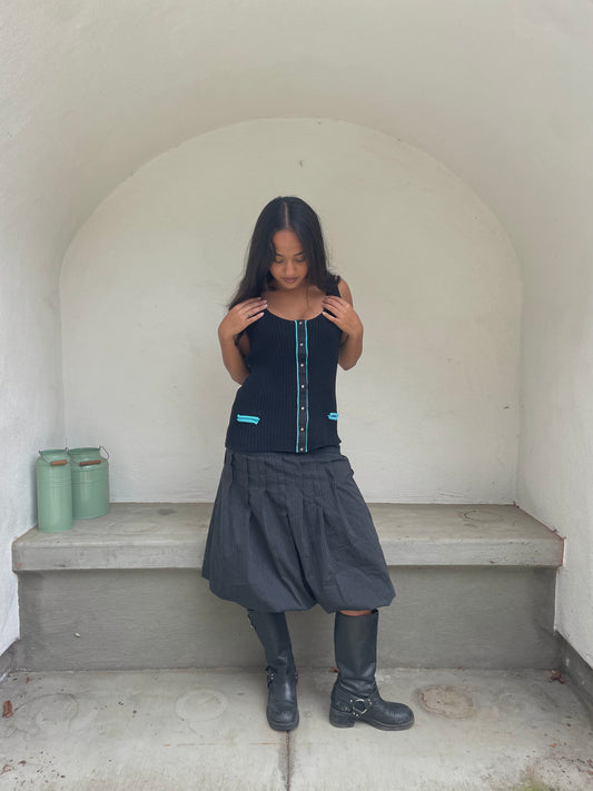 Cop. Copine black ribbed avant garde tank
