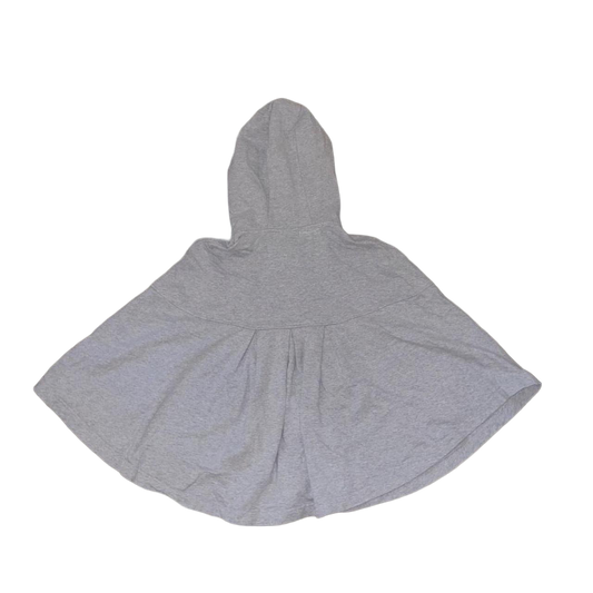 Vintage european gray hooded poncho with pocket detail