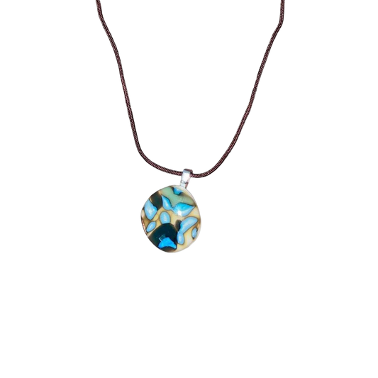 Handmade abstract marbled glass pendant necklace
