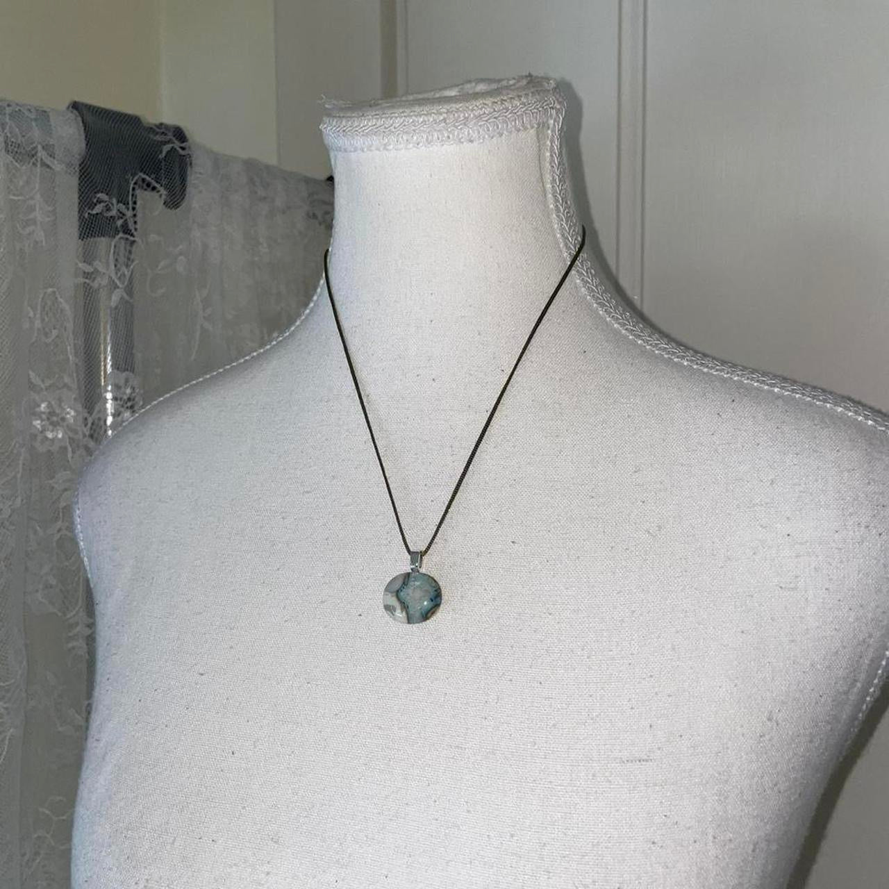 Handmade abstract marbled glass pendant necklace