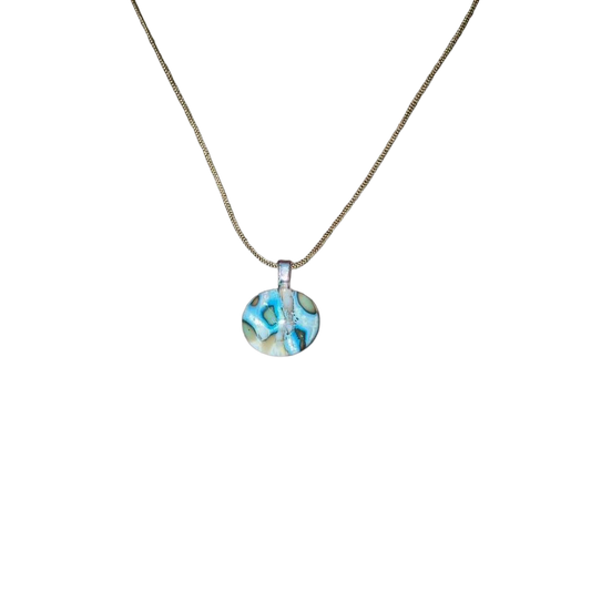 Handmade abstract marbled glass pendant necklace