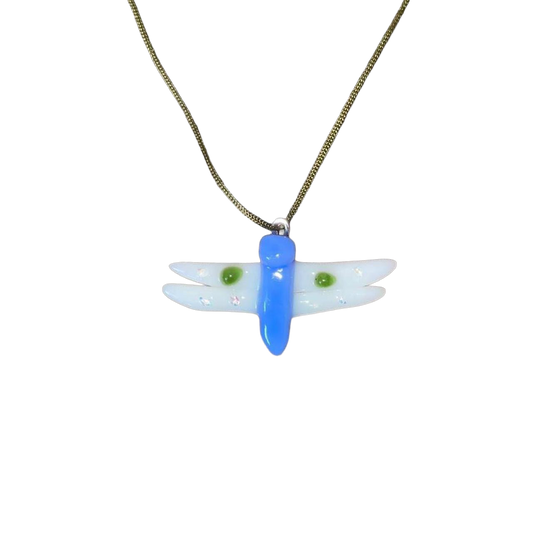 Handmade glass dragonfly pendant necklace