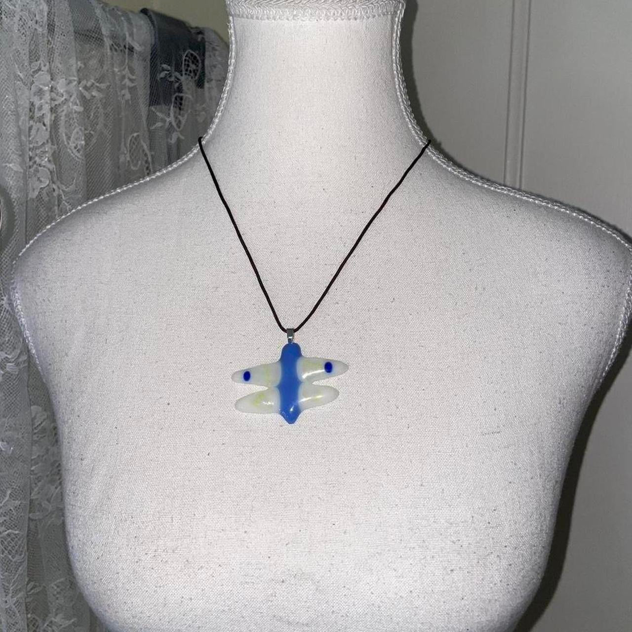 Handmade glass-fused dragonfly pendant necklace