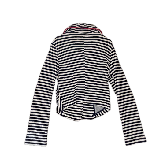 Vintage european black and white striped peacoat with red trim