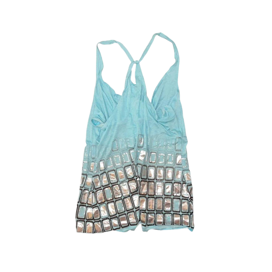 Miss Sixty light blue graphic cowl neck cami