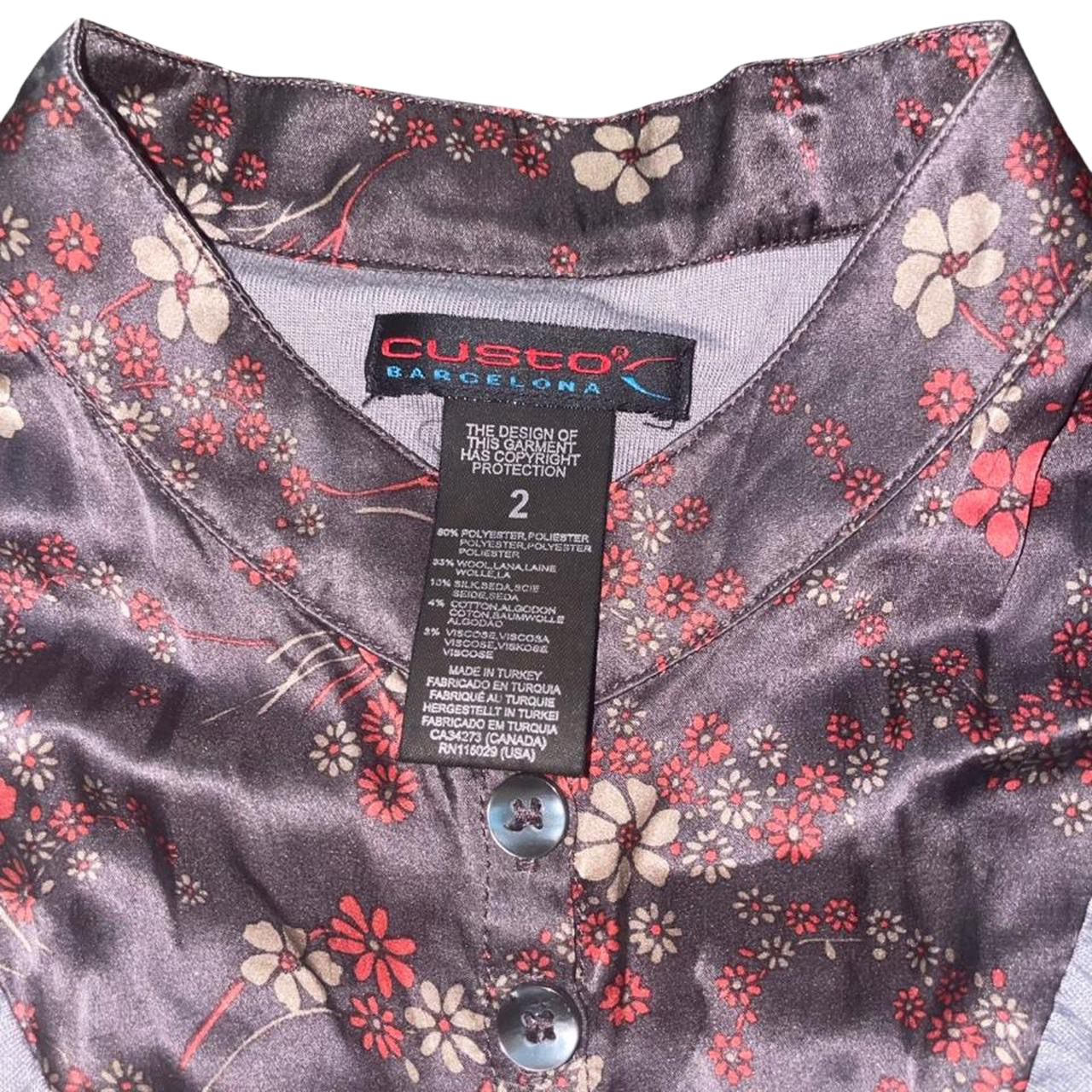 Custo Barcelona gray pattern drop waist mini dress