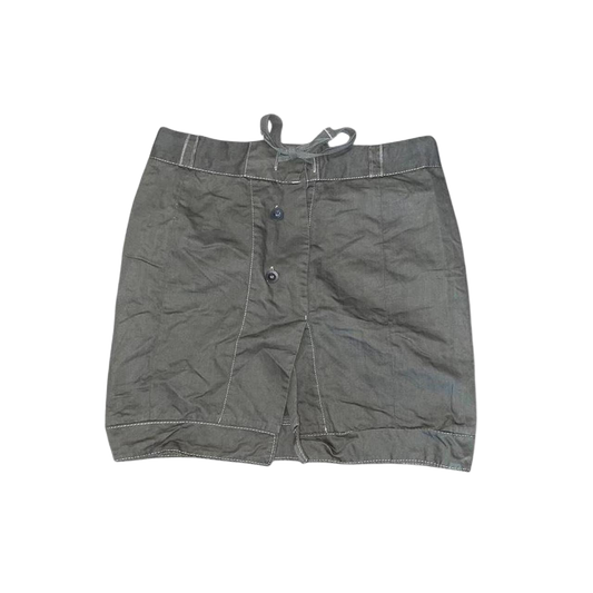 Marithe + Francois Girbaud khaki green subversive utilitarian midi skirt