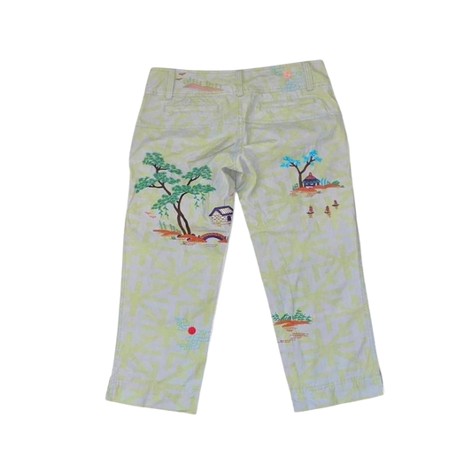 Custo Barcelona green graphic embrodiered capris