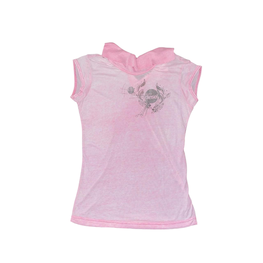 Diesel pale pink light weight graphic baby tee | mid-2000s