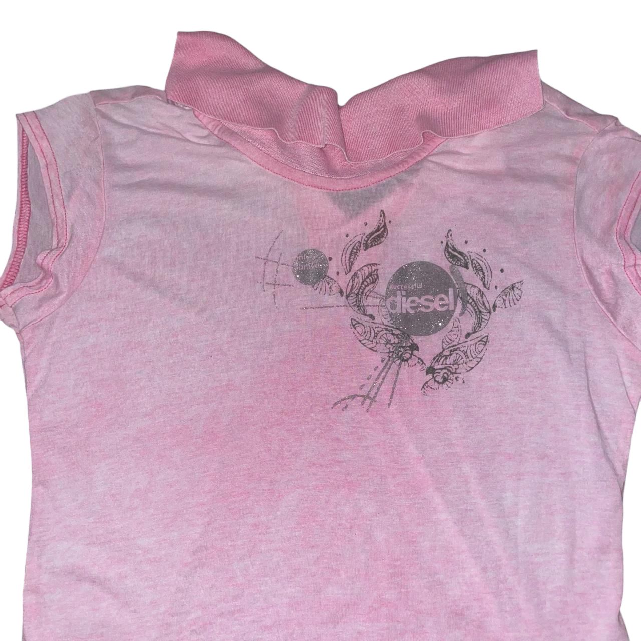 Diesel pale pink light weight graphic baby tee | mid-2000s