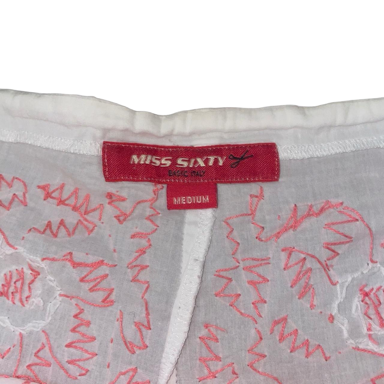 Miss Sixty semi-sheer pink embroidered summer pants | early-2000s