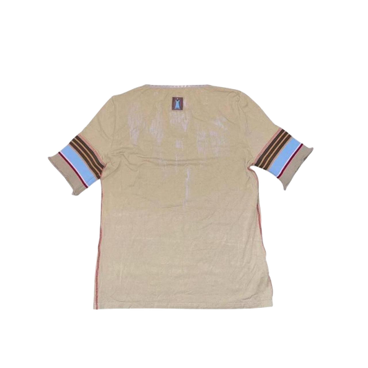 Cop. Copine tan graphic stripe top