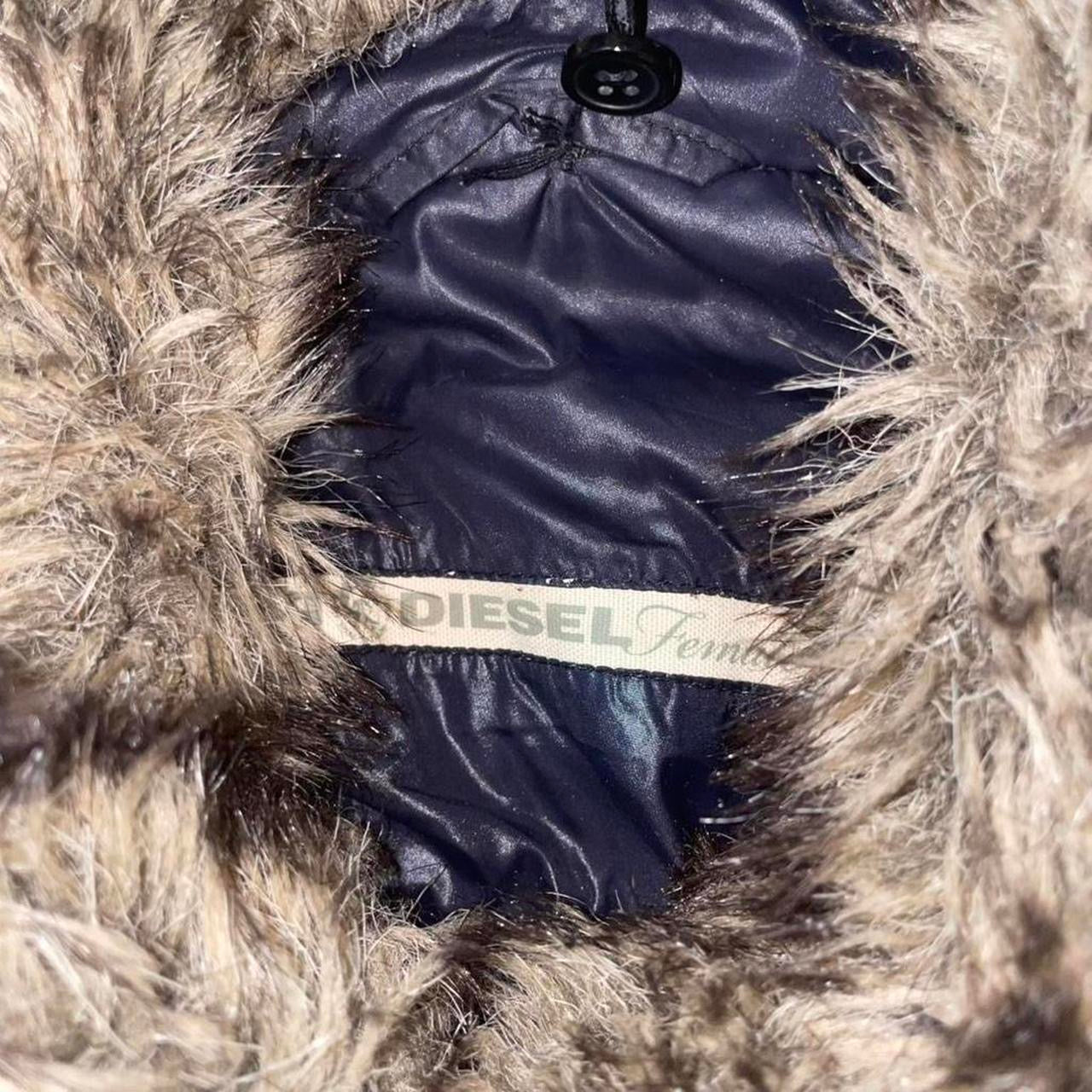 Diesel black puffer jacket with faux fur collar