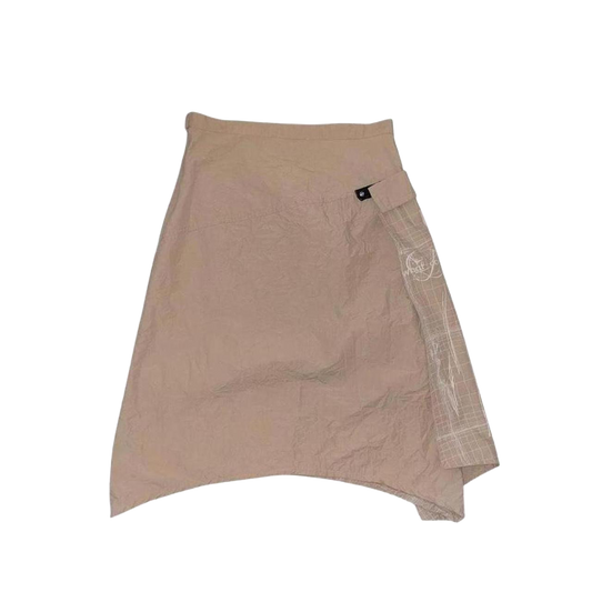 2026 (cop. copine sister brand) tan asymmetric graphic midi skirt