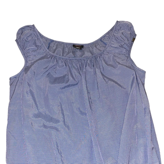 Miss Sixty blue gingham puff sleeve ruffle mini dress | late-2000s