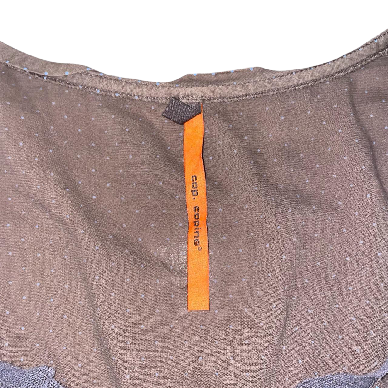 Cop. Copine semi-sheer brown polka dot floral top | early-2000s