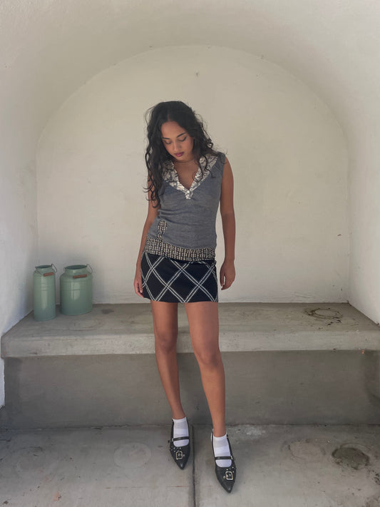 Custo Barcelona gray knit pattern drop waist mini dress | late-2000s