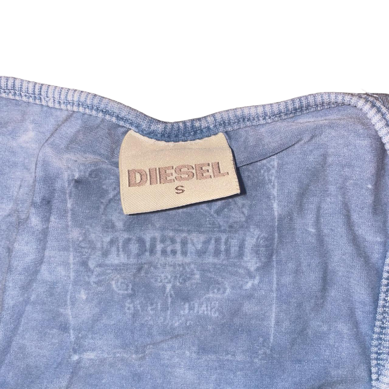 Diesel acid wash blue button up graphic tank | 2010s