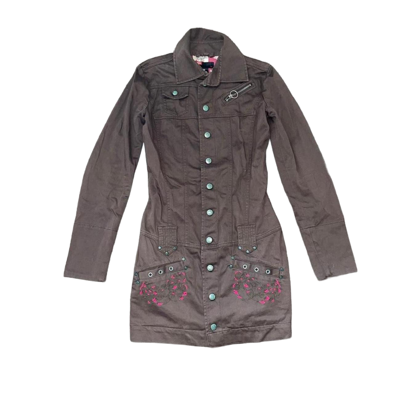 Diesel brown utility long sleeve mini dress