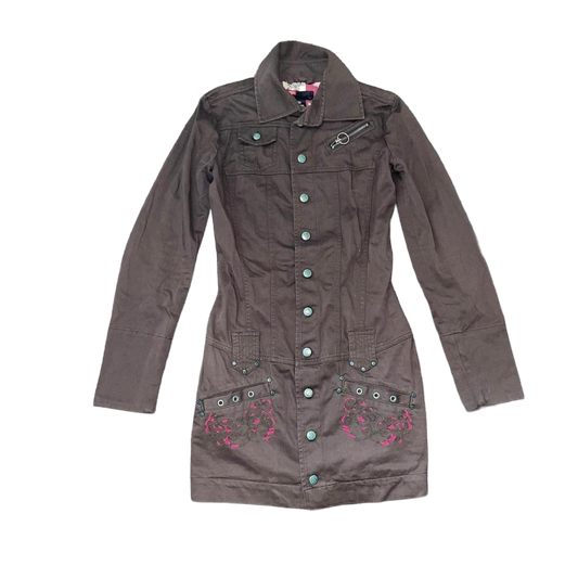 Diesel brown utility long sleeve mini dress