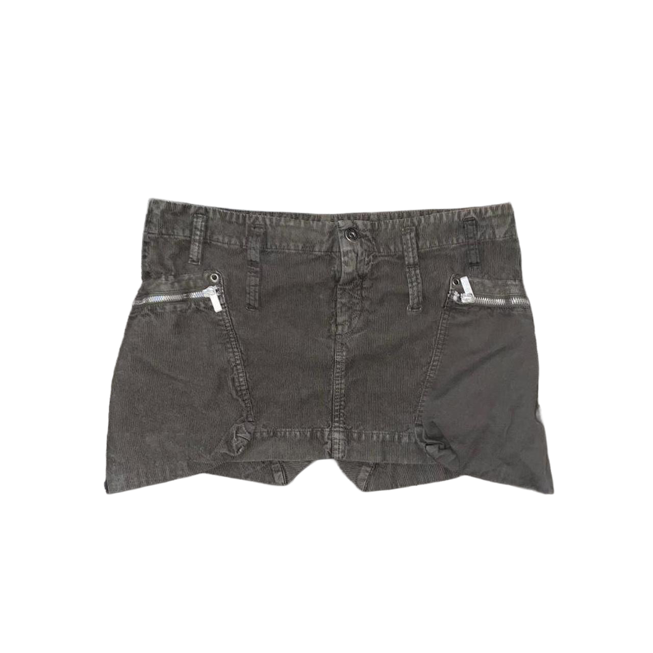 Diesel khaki green corduroy cargo mini skirt