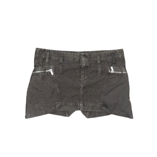 Diesel khaki green corduroy cargo mini skirt