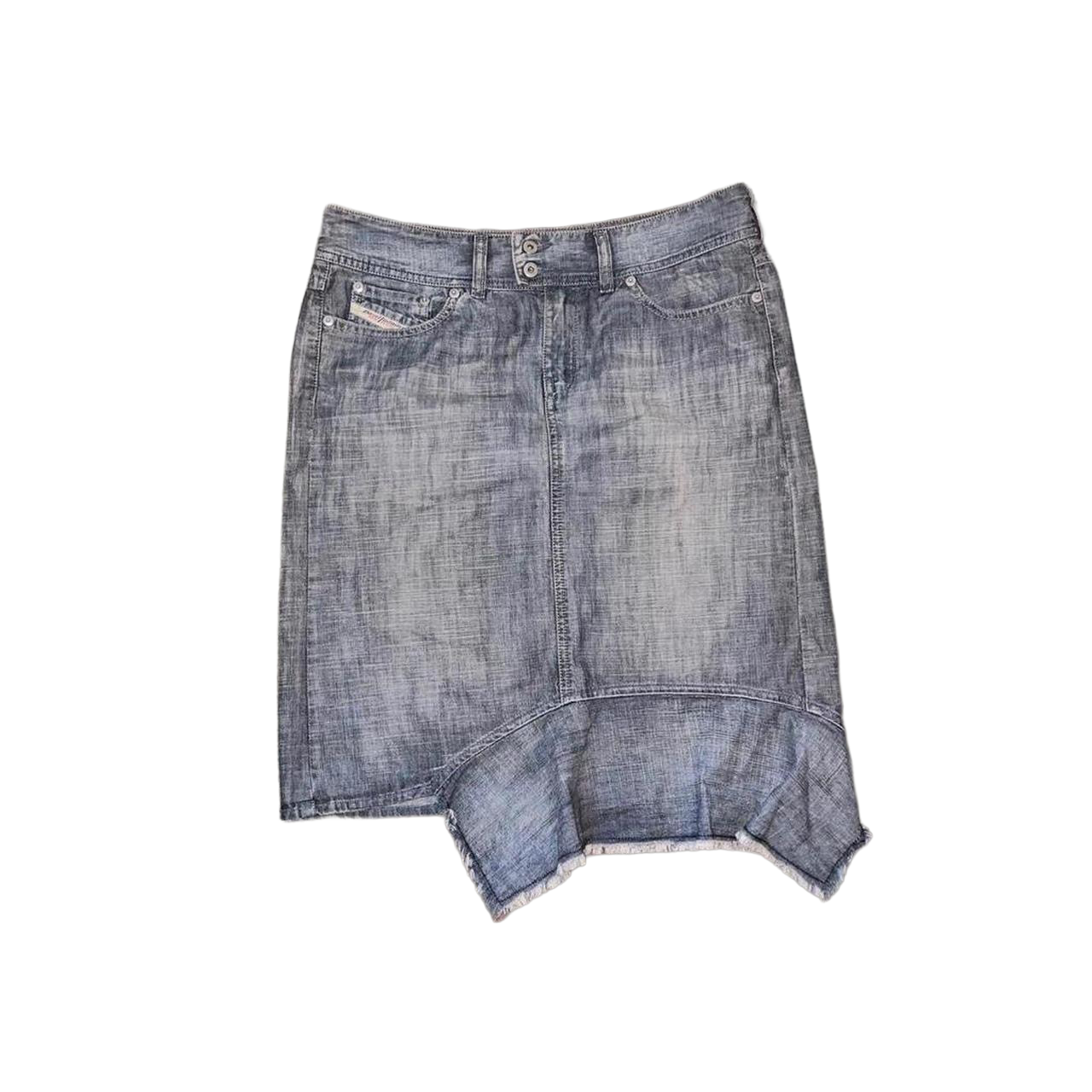 Diesel faded denim asymmetric midi skirt