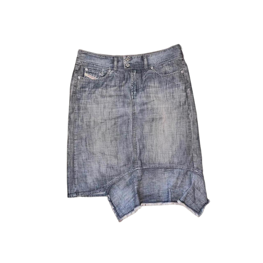 Diesel faded denim asymmetric midi skirt