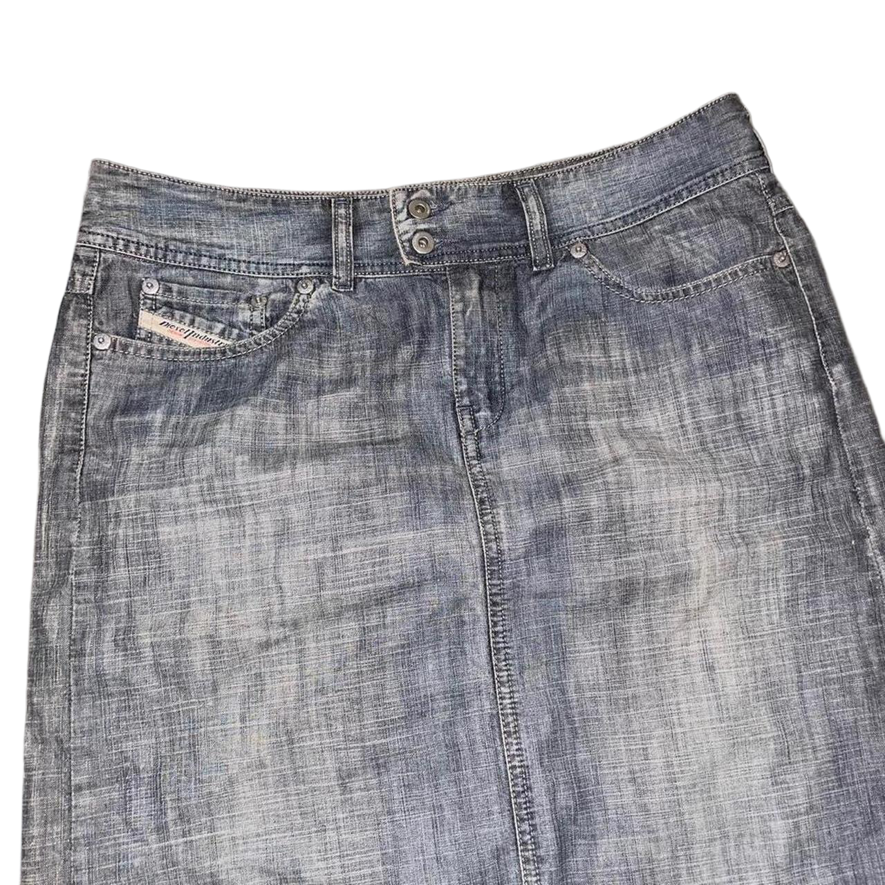 Diesel faded denim asymmetric midi skirt