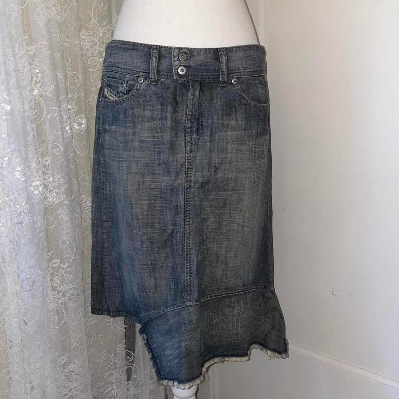 Diesel faded denim asymmetric midi skirt