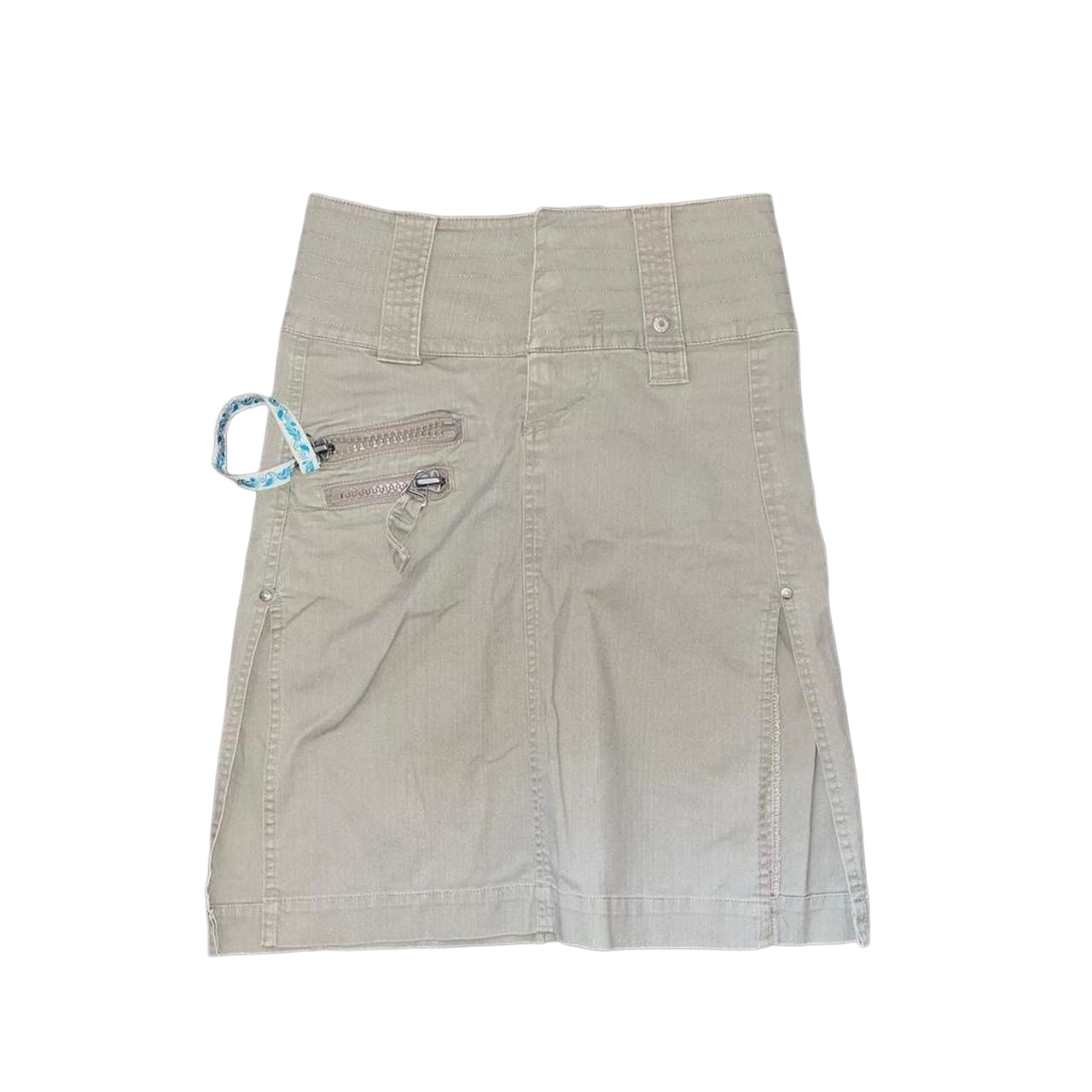 Diesel army green utility midi skirt with zipper details
