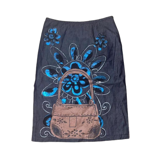 Custo Barcelona metallic graphic midi skirt
