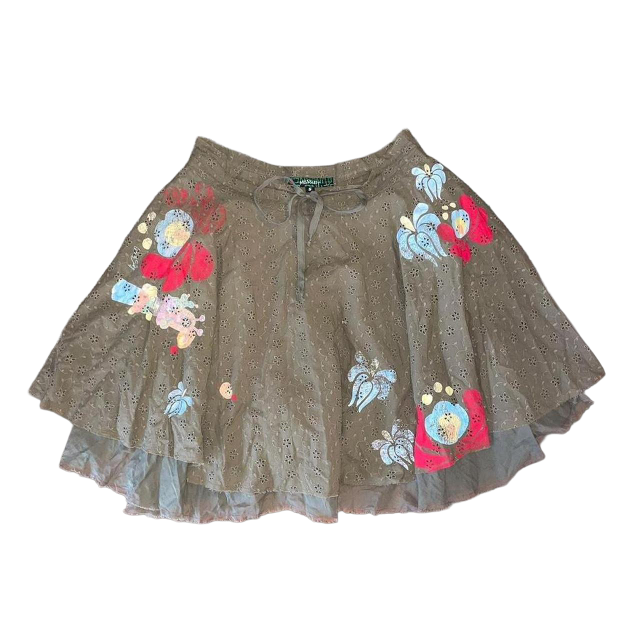 Miss Sixty khaki green floral midi skirt