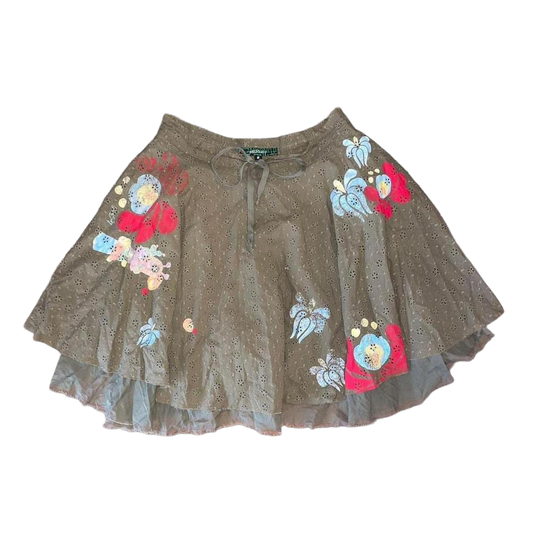 Miss Sixty khaki green floral midi skirt